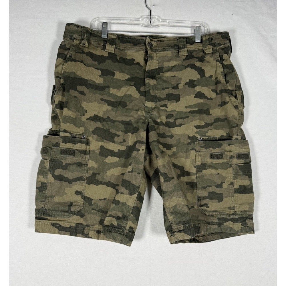 Duluth Trading Flex Fire Hose Cargo Shorts 40 Camoflage Relaxed Utility Canvas